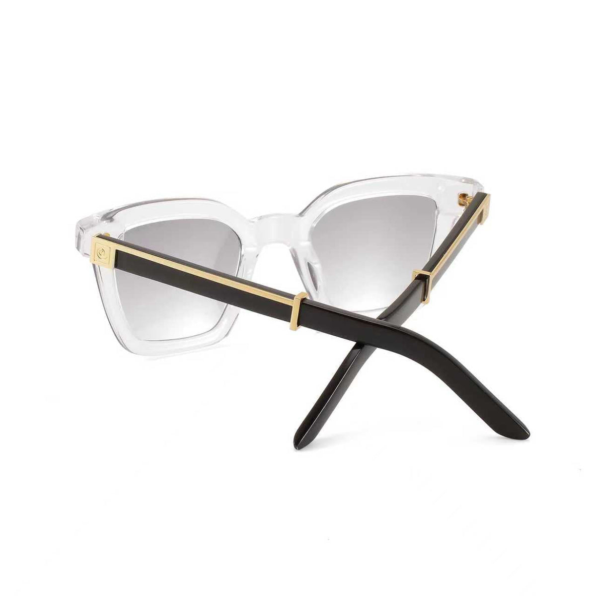 Black Master Flash glasses with blue light lenses by Exclusive Eyes Inc, featuring sleek design and blue tinted lenses for eye protection.