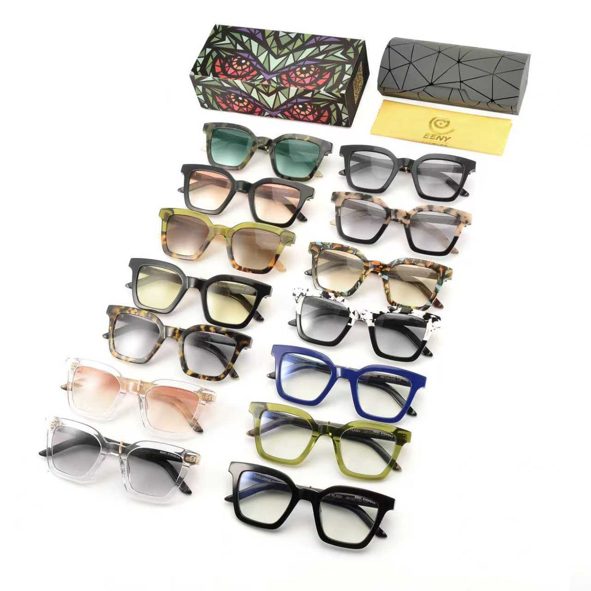 Black Master Flash sunglasses with blue light lenses from EXCLUSIVE EYES, INC, featuring a sleek design and tinted lenses.