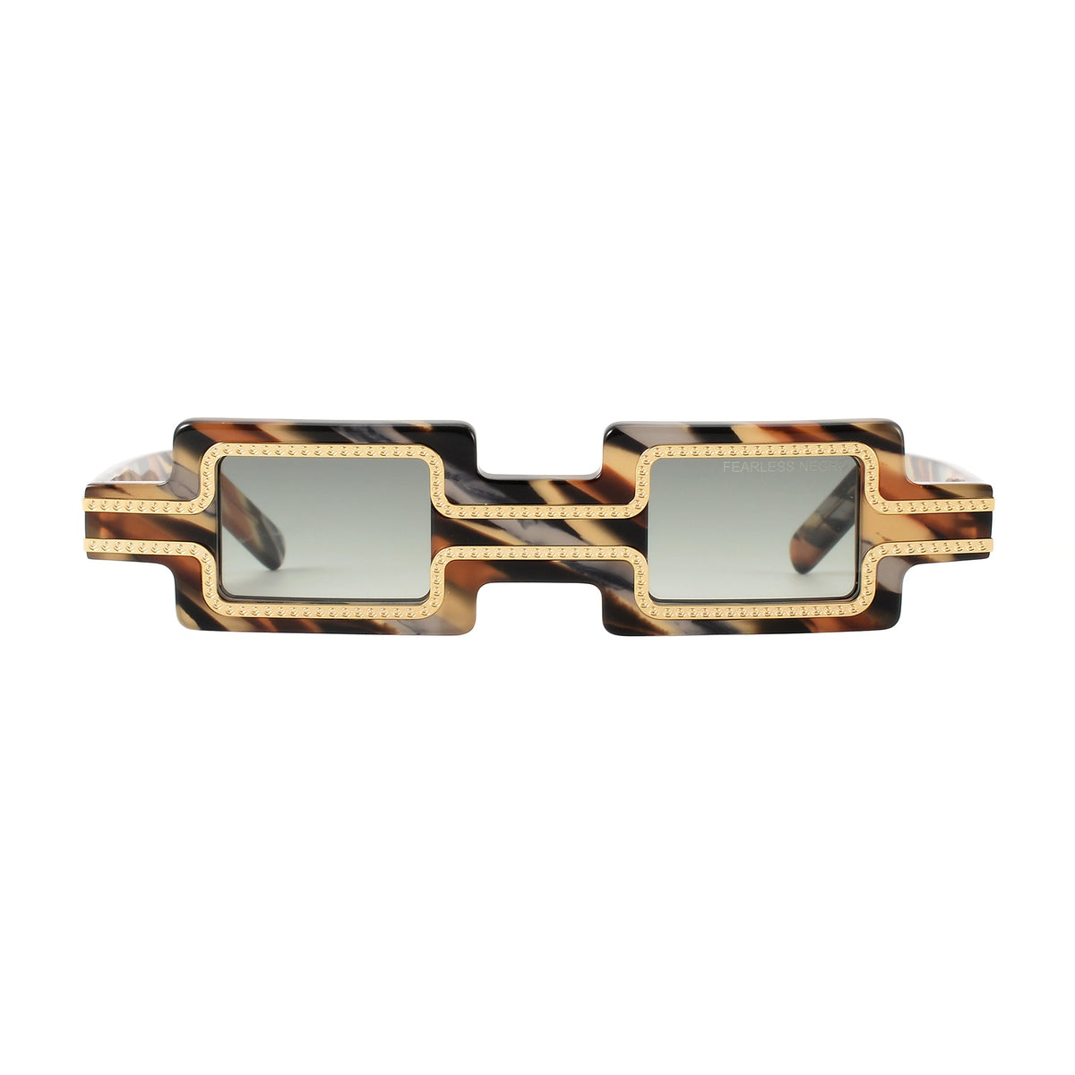 Close-up of the EXCLUSIVE EYES CREATOR sunglasses showing sleek black frames and tinted lenses.