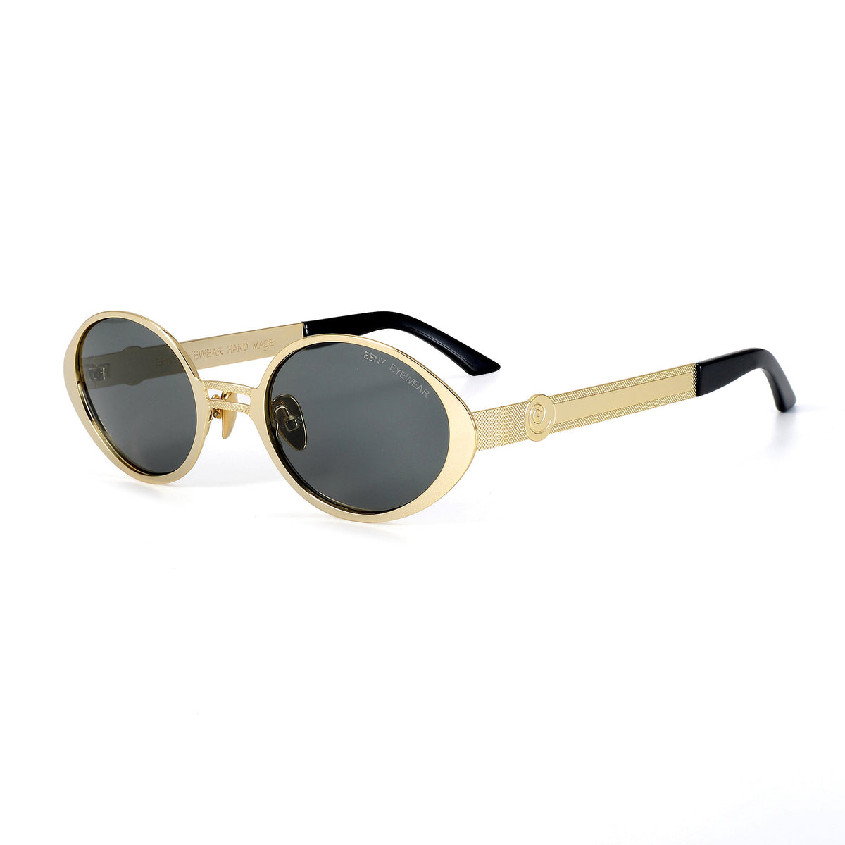 Stylish diamond-shaped sunglasses by EXCLUSIVE EYES, INC with dark tinted lenses and sleek black frames.