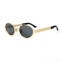 Stylish diamond-shaped sunglasses by EXCLUSIVE EYES, INC with dark tinted lenses and sleek black frames.