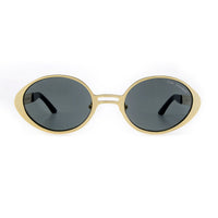 Stylish EXCLUSIVE EYES. INC diamond sunglasses with sleek black frames and dark tinted lenses.
