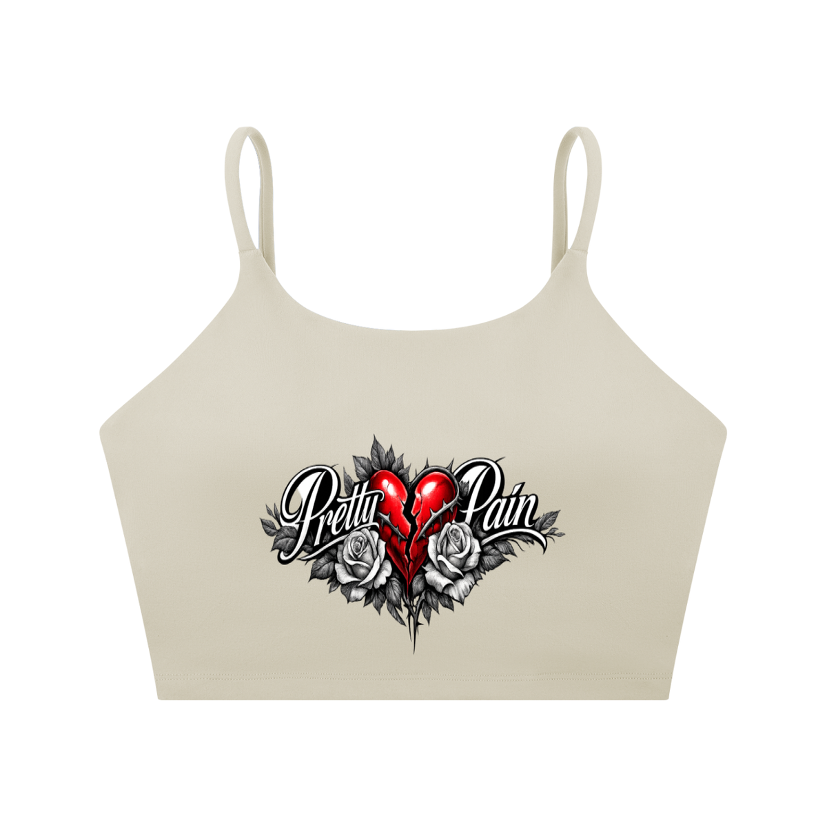 PRETTY PAIN Spaghetti Strap Yoga Sports Bra
