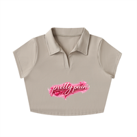 PRETTY PAIN V-Neck Lapel Crop Top