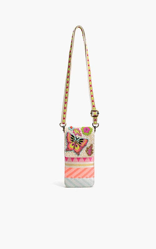 Colorful butterfly kaleidoscope cellphone bag from Fitkitty Culture, featuring fluttering charm and compact accessory design.