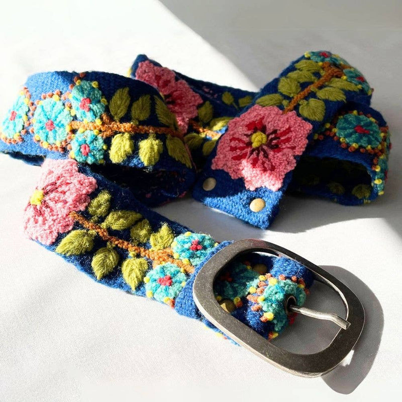 Embroidered wool belt from Sunshine Daydream collection, stylish accessory for women's athleisure and yoga wear by Fitkitty Culture.