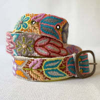 Embroidered Wildflower Wanderer belt from Fitkitty Culture Accessories, featuring floral embroidery on a stylish fabric belt.
