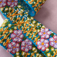 Windswept embroidered wool belt from Fitkitty Culture accessories, featuring detailed embroidery and soft wool fabric.