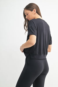 Black Fitkitty Culture Cloudflow Dolman Lounge Top, women's casual clothing, relaxed fit, ideal for yoga and leisure wear.