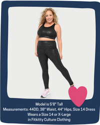 Metallic cheetah print active leggings for women by Fitkitty Culture, designed for yoga and active wear, black with shiny pattern.