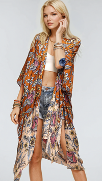 Fitkitty Culture Bloom with Grace kimono, stylish women's clothing with floral design, perfect for casual or yoga wear.