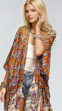Fitkitty Culture Bloom with Grace kimono, stylish women's clothing, featuring flowy fabric and floral design for casual or yoga wear.
