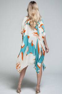 Aquamarine Ocean Bloom Kimono Wrap by Fitkitty Culture, stylish women's clothing for yoga and casual wear.