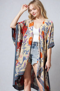 Wildflower Harmony Kimono by Fitkitty Culture, lightweight women’s clothing with floral pattern, perfect for casual or yoga wear.