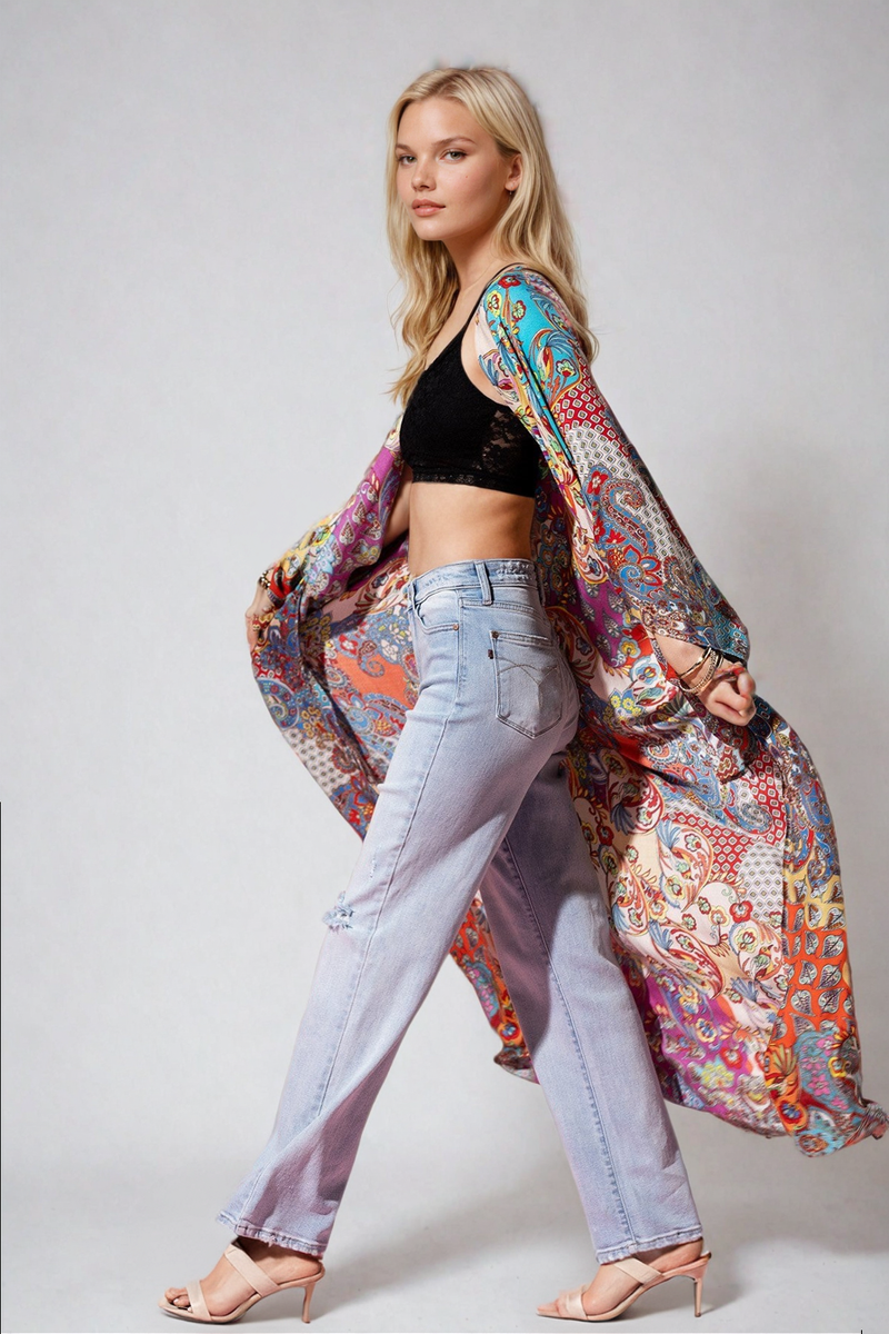 Wildroot Ethereal Duster Kimono by Fitkitty Culture, lightweight women's clothing for casual or yoga wear, flowing and stylish.