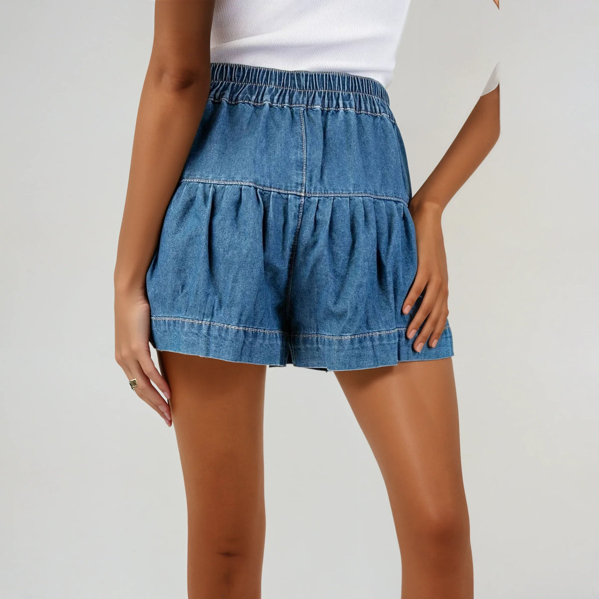 Mineral washed shorts from Fitkitty Culture, casual women's clothing with a relaxed fit and soft, textured fabric.