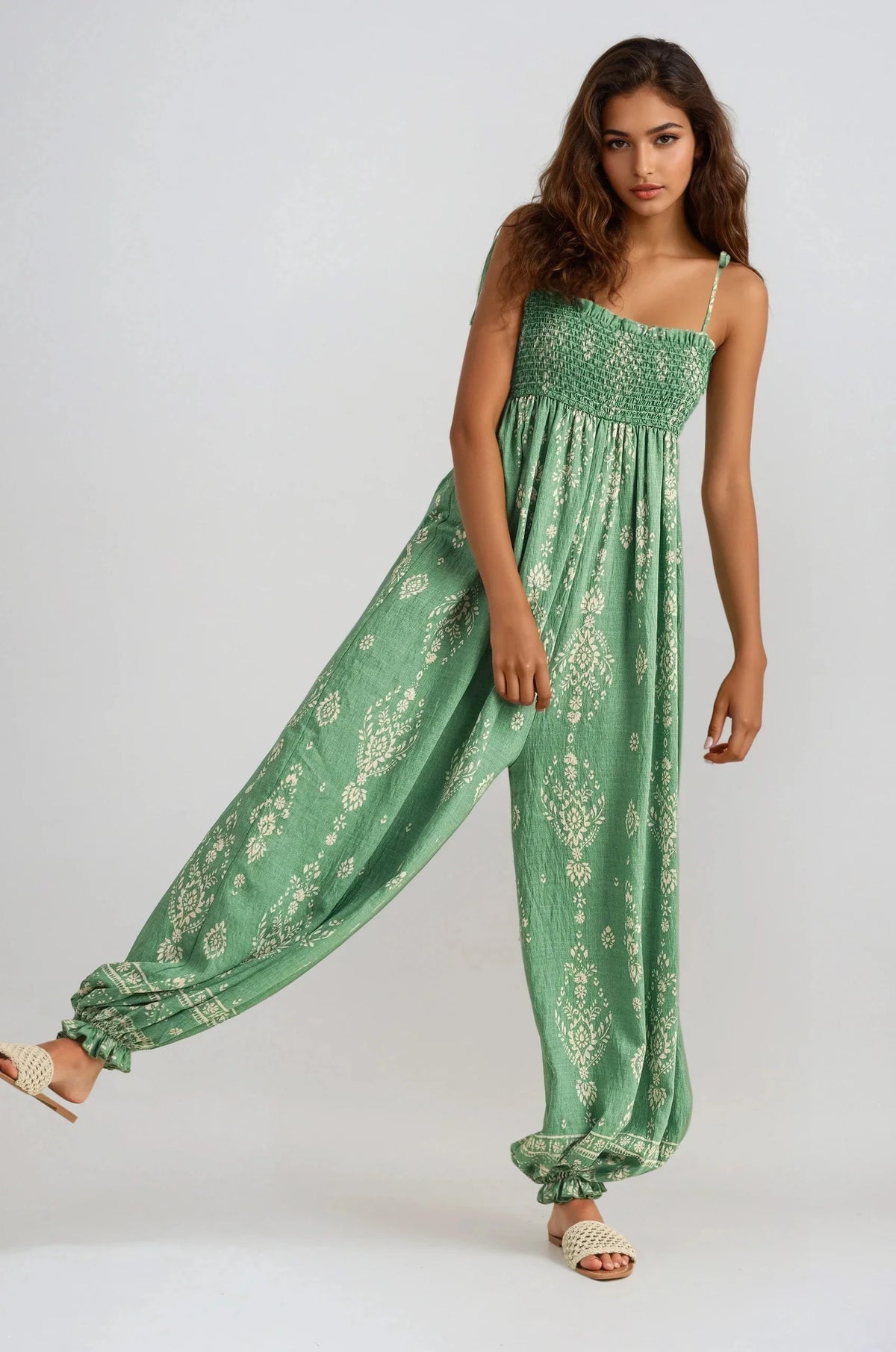 Wildflower Dreams Balloon Jumpsuit by Fitkitty Culture, stylish women's clothing with a floral print and relaxed fit.