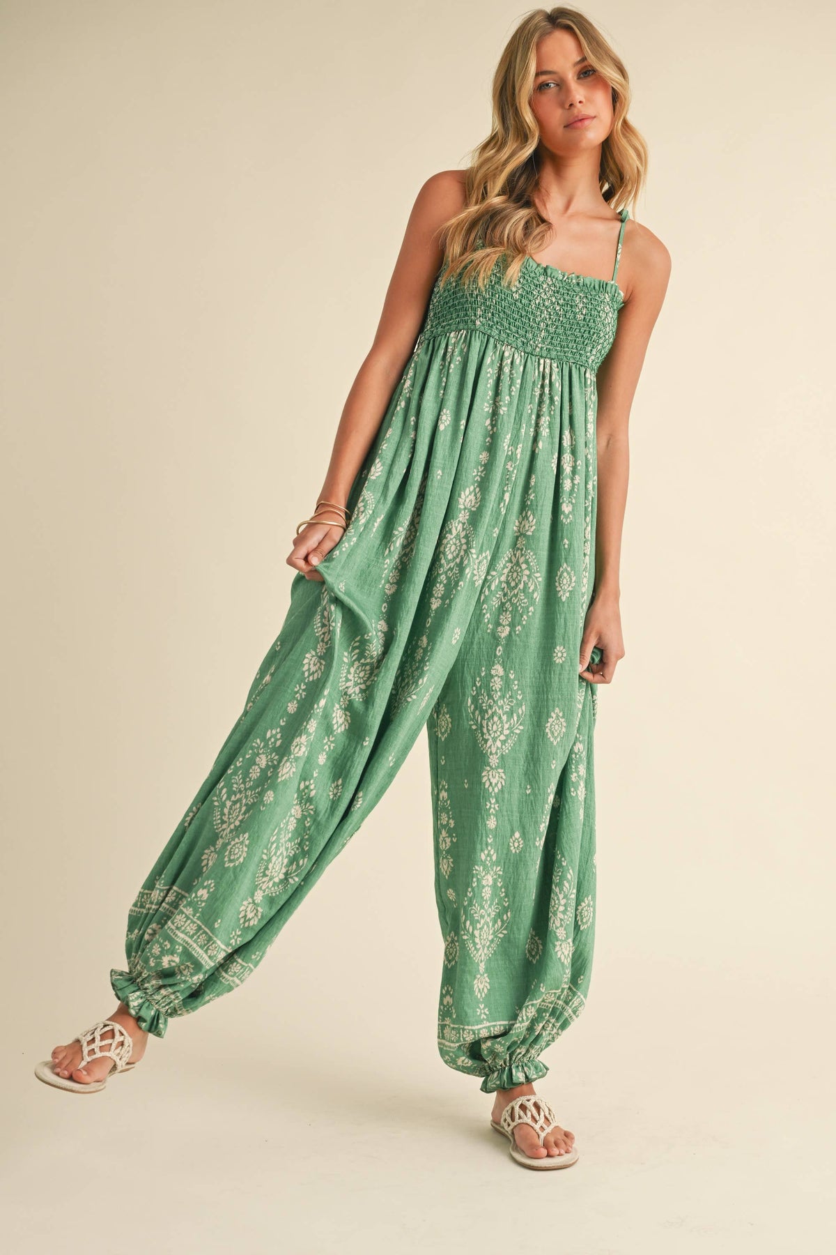 Wildflower Dreams Balloon Jumpsuit by Fitkitty Culture, stylish women’s clothing with a floral print and relaxed fit.