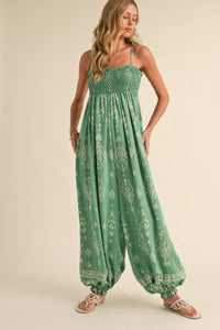 Wildflower Dreams Balloon Jumpsuit by Fitkitty Culture, stylish women's clothing with a vibrant floral pattern and relaxed fit.