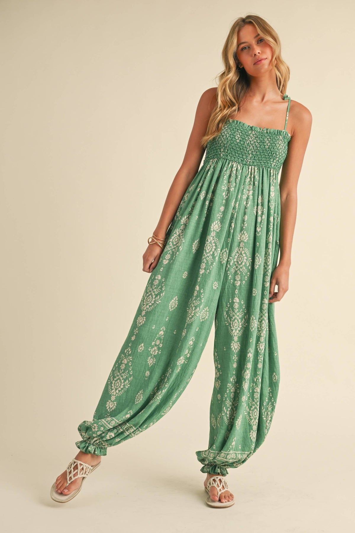 Wildflower Dreams Balloon Jumpsuit by Fitkitty Culture, featuring a flowy, colorful floral pattern and relaxed fit for women's casual wear.