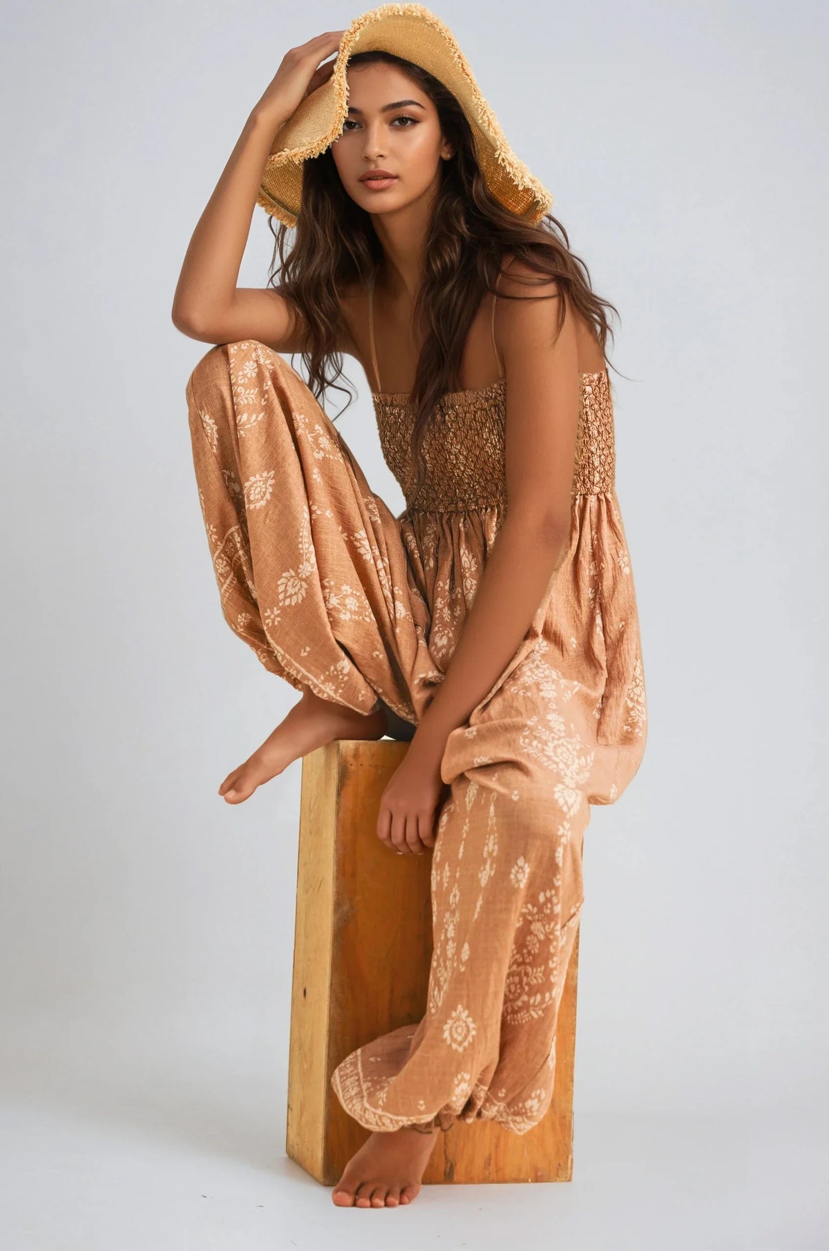 Wildflower Dreams Balloon Jumpsuit by Fitkitty Culture featuring a loose fit, floral pattern, and wide-leg design, perfect for casual wear.