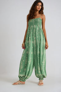 Wildflower Dreams Balloon Jumpsuit by Fitkitty Culture, women's clothing with a relaxed fit and floral print, displayed on a mannequin.