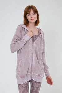 Light gray oversized waffle knit zip-up hoodie from Fitkitty Culture Athleisure Wear, casual women's clothing, front view.