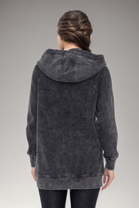 Light gray oversized waffle knit zip-up hoodie from Fitkitty Culture Athleisure Wear, featuring a cozy, relaxed fit for women's casual wear.