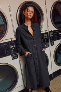Fitkitty Culture denim shirt dress from The Sunday Stroll collection, featuring a casual, button-up denim dress for women.