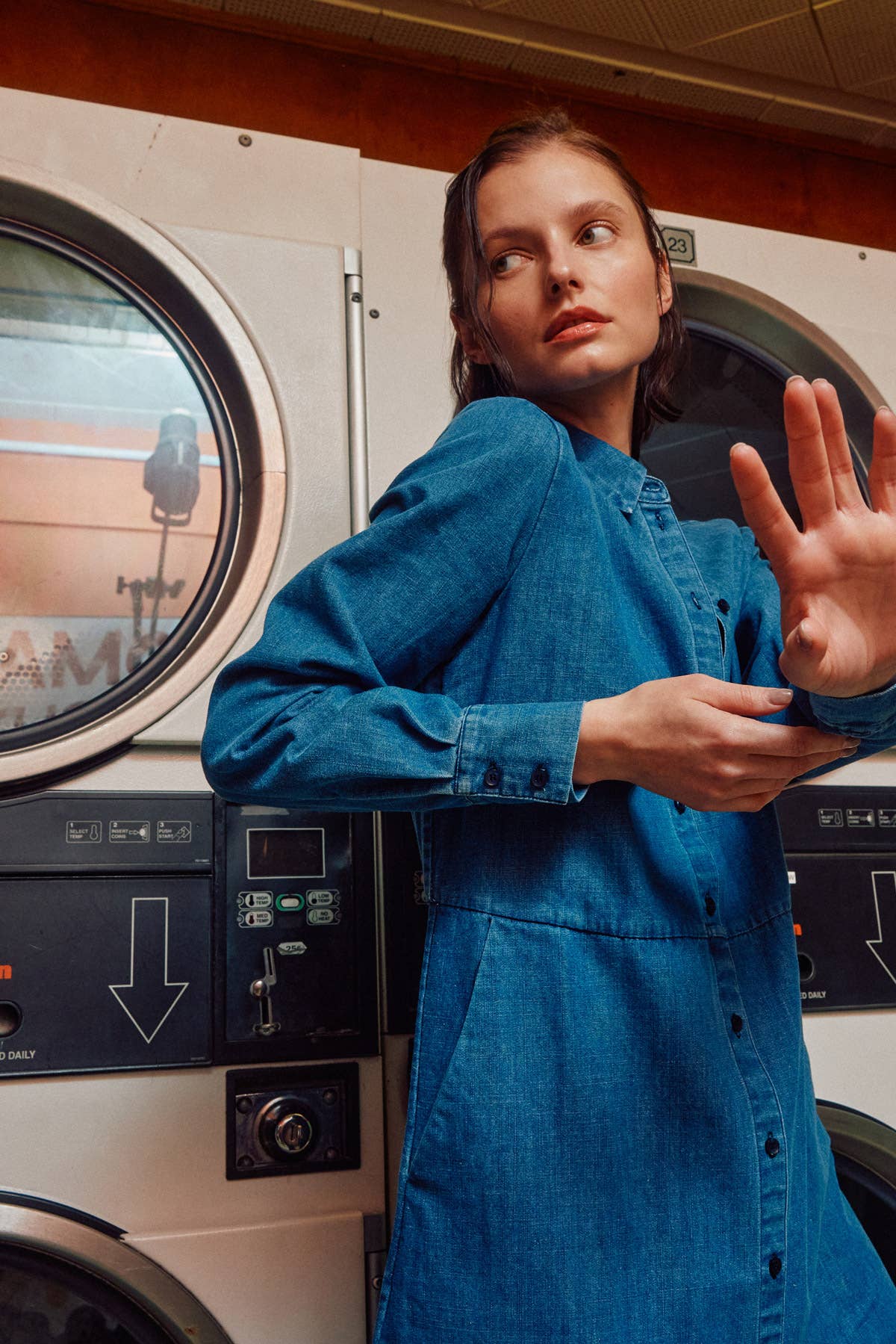 Fitkitty Culture denim shirt dress from The Sunday Stroll collection, featuring classic denim fabric and a casual, relaxed fit.
