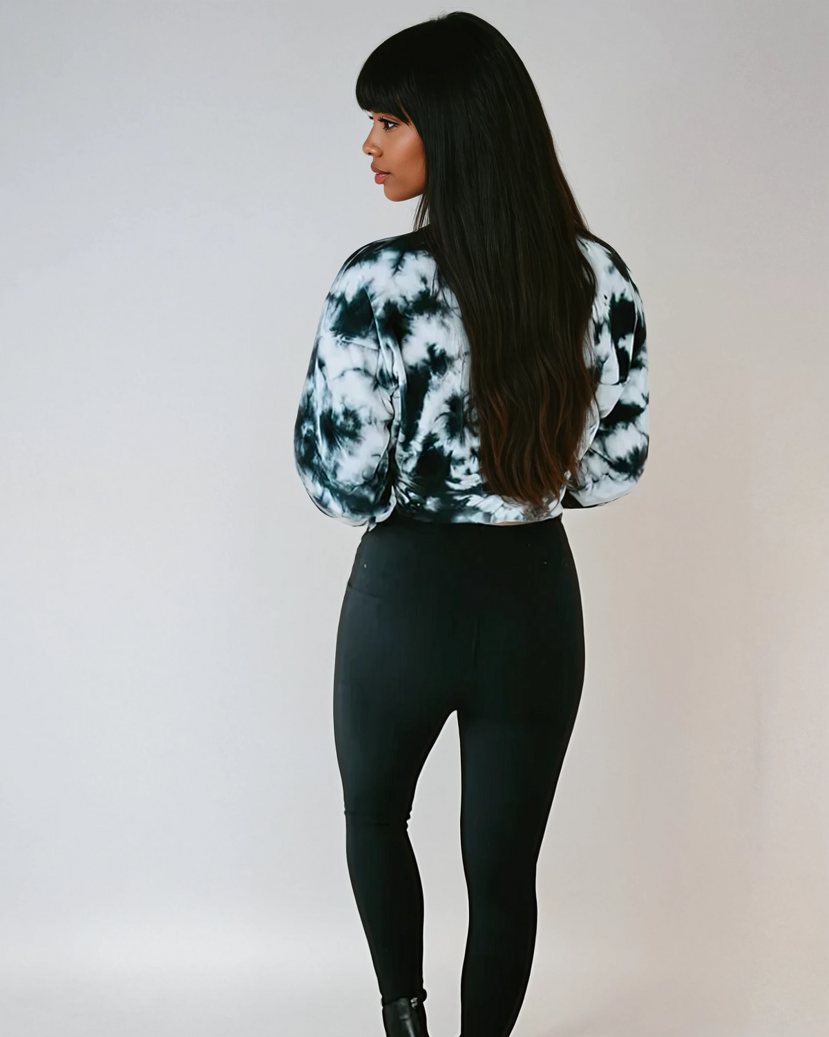 Midnight velvet tie-dye crop pullover from Fitkitty Culture athleisure wear, featuring a cozy, stylish design for women.