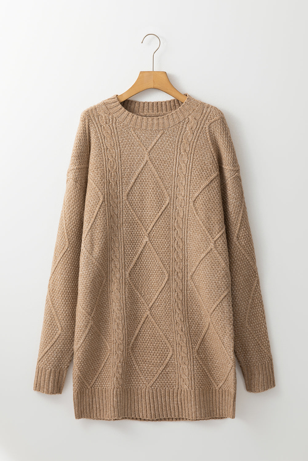 Cable knit sweater dress from Fitkitty Culture, featuring a cozy, stylish design perfect for casual wear and layering.