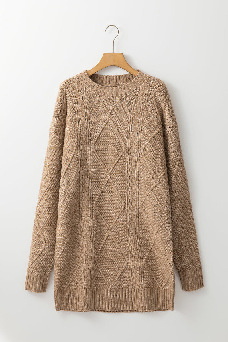 Cable knit sweater dress from Fitkitty Culture, featuring a cozy, stylish design perfect for casual wear and layering.