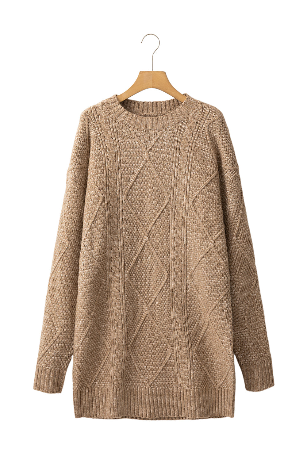 Cable knit sweater dress from Fitkitty Culture featuring a cozy, textured design perfect for casual and athleisure wear.