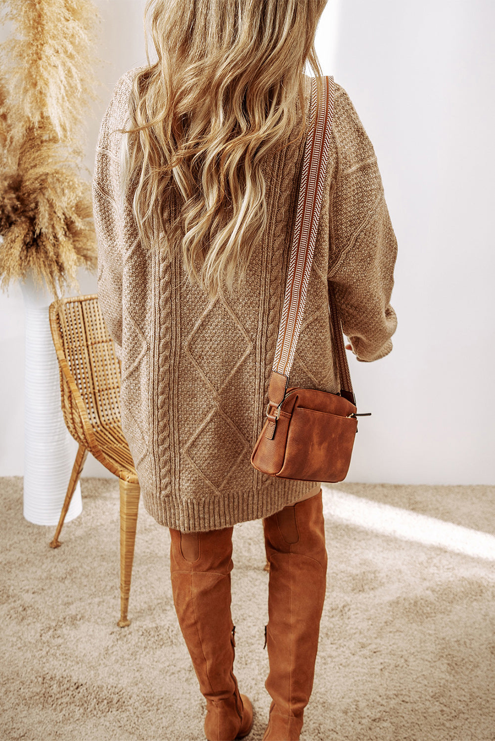 Cable knit sweater dress by Fitkitty Culture, featuring a cozy, textured design perfect for casual or athleisure wear.