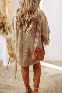 Cable knit sweater dress by Fitkitty Culture, featuring a cozy, textured design perfect for casual or athleisure wear.