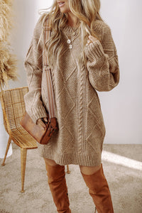 Cable knit sweater dress by Fitkitty Culture, featuring a cozy, textured knit design, perfect for casual or athleisure wear.