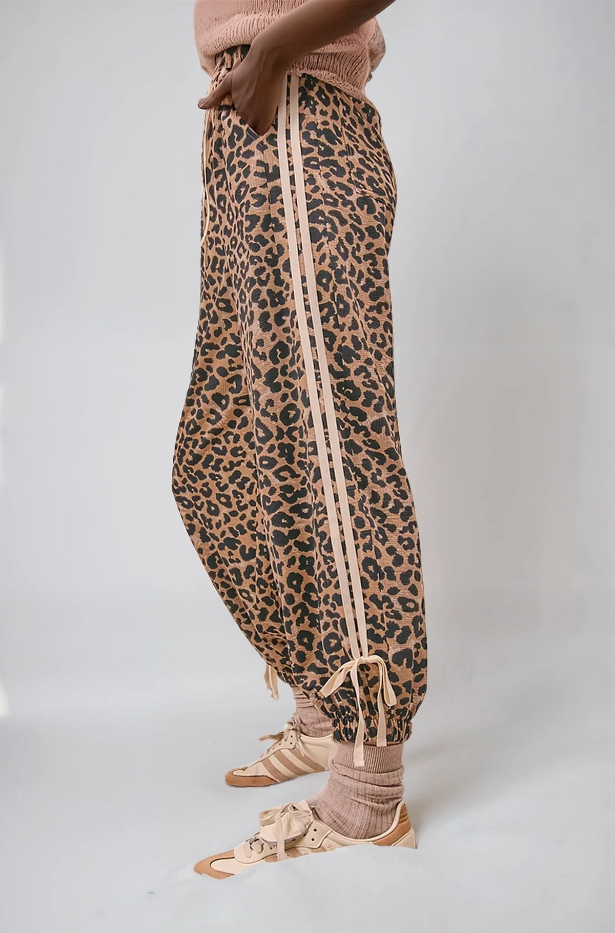 Wild Prowess Leopard Luxe Waffle Knit jogger by Fitkitty Culture Athleisure Wear, showing the stylish leopard print and cozy knit fabric.