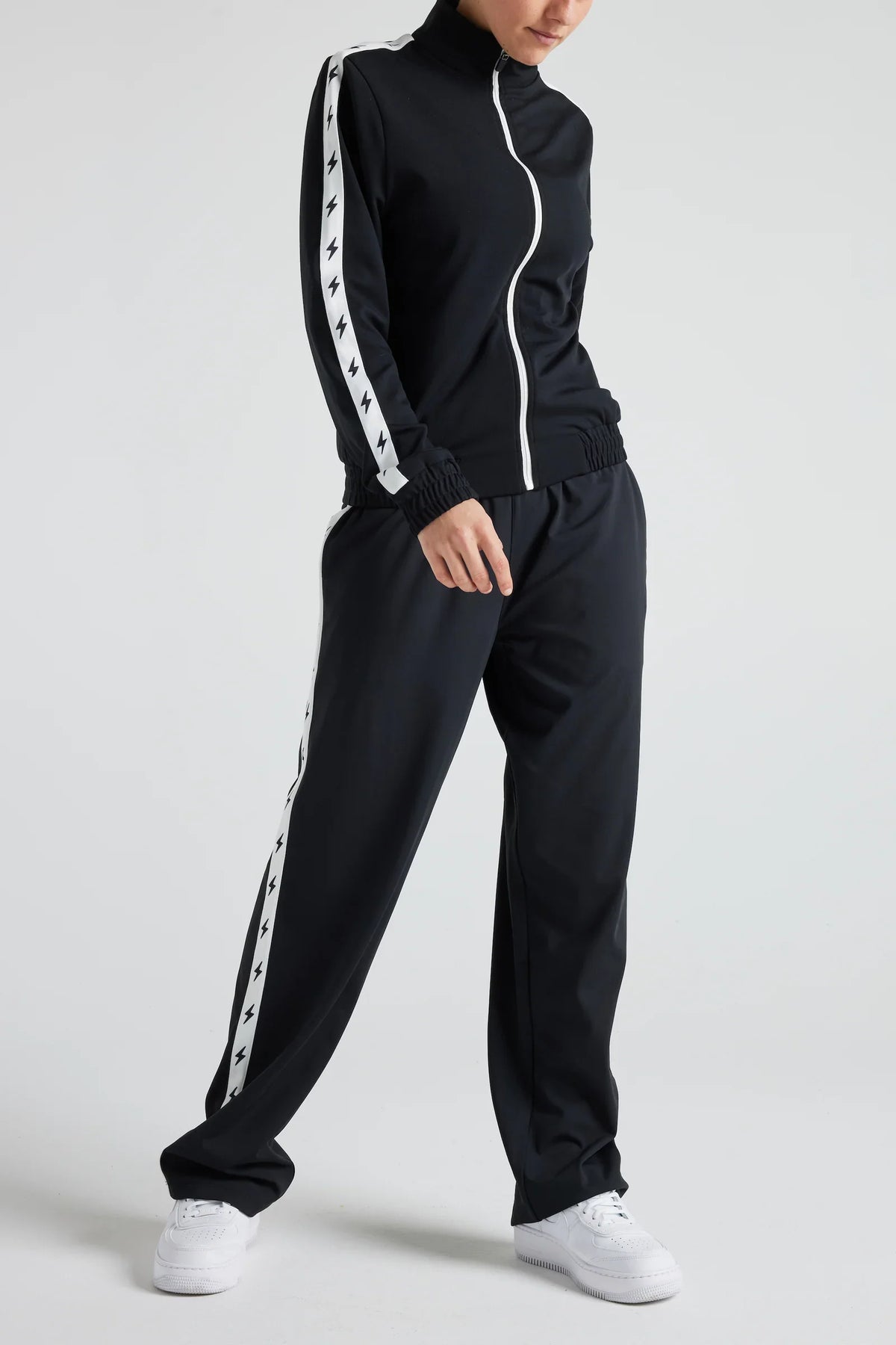Fitkitty Culture Athleisure women's Bolt Track Pant in XS, comfortable athletic clothing with a sleek design for yoga and casual wear.
