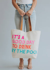 Fitkitty Culture Poolside Bliss Tote with colorful design, large capacity, perfect for beach or poolside accessories.