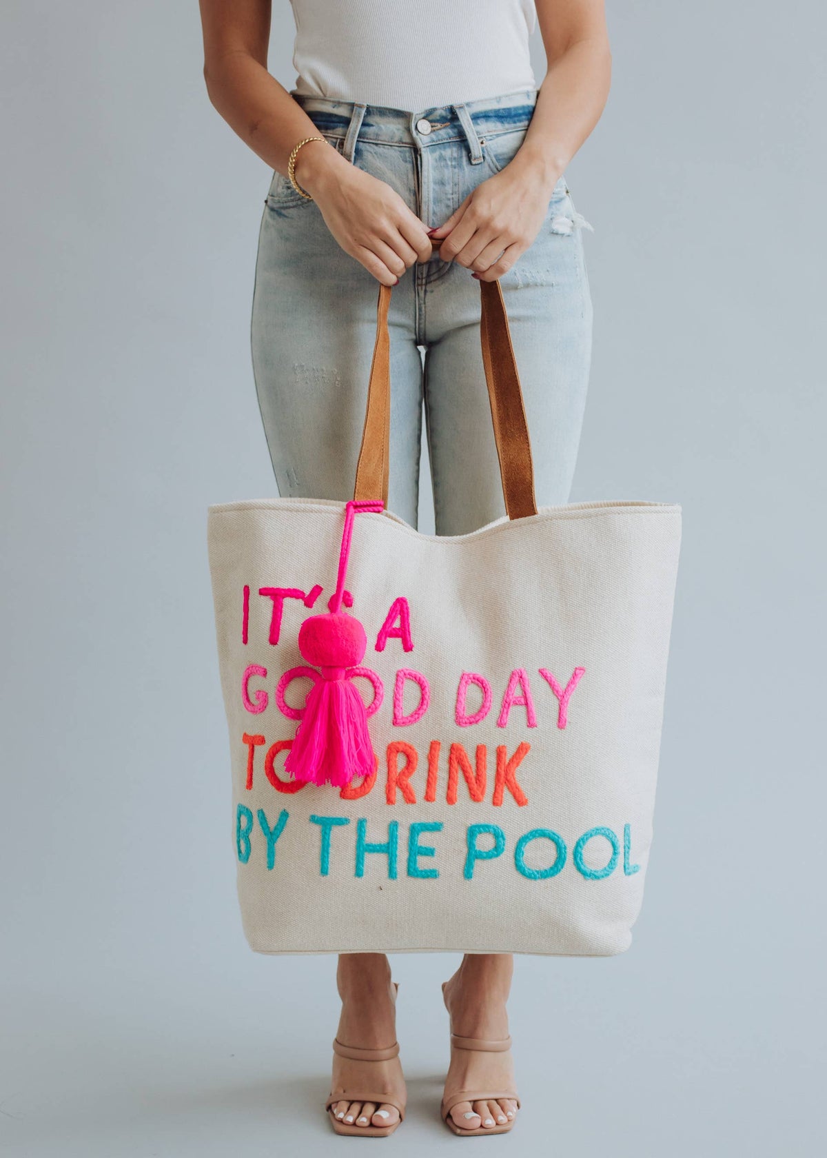 Fitkitty Culture Poolside Bliss Tote bag with spacious design, perfect for beach or poolside accessories, in a stylish, durable fabric.