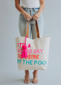 Fitkitty Culture Poolside Bliss Tote bag with spacious design, perfect for beach or poolside accessories, in a stylish, durable fabric.