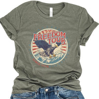Black "Since 1776 Eagle Freedom Tour" T-shirt by Fitkitty Culture, featuring a patriotic eagle graphic and casual fit.