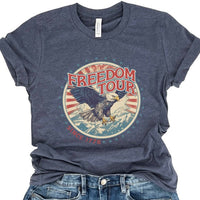 Black "Since 1776 Eagle Freedom Tour" T-shirt by Fitkitty Culture featuring patriotic eagle graphic and casual fit.