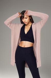 Cozy hooded cardigan hoodie with front pockets from Fitkitty Culture Athleisure Wear, perfect for casual and yoga wear.