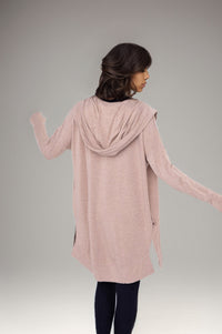 Cozy hooded cardigan hoodie with front pockets from Fitkitty Culture, made for comfortable women's casual and yoga wear.