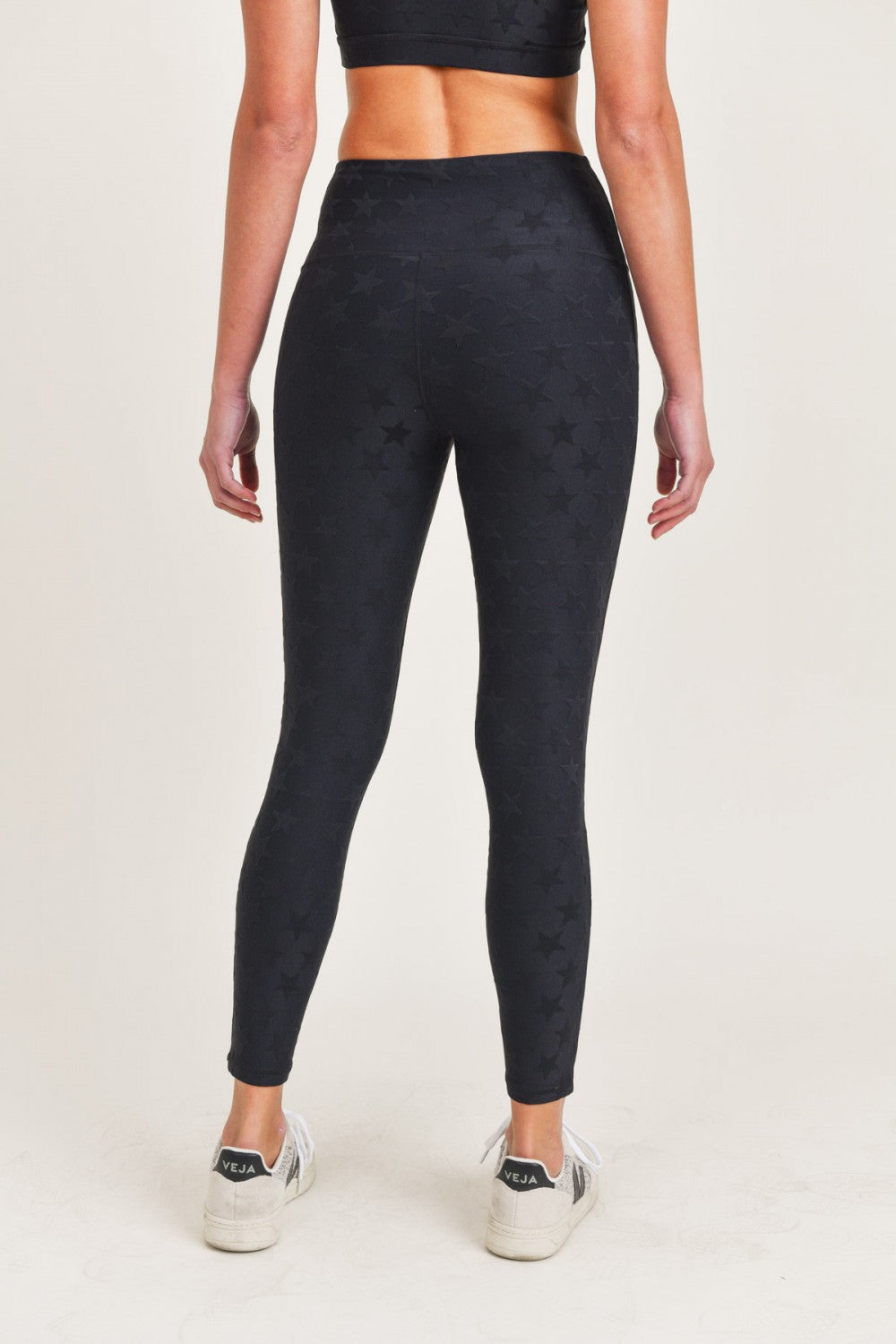 Black Joystar high waist leggings by Fitkitty Culture, designed for yoga and active wear, shown on a small size mannequin.