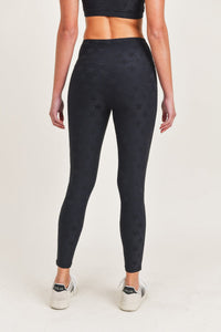 Black Joystar high waist leggings by Fitkitty Culture, designed for yoga and active wear, shown on a small size mannequin.