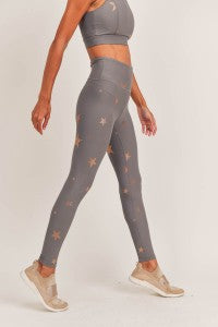 Black Starlight high-waisted leggings by Fitkitty Culture, women’s athleisure wear with a sleek, comfortable fit for yoga or casual wear.