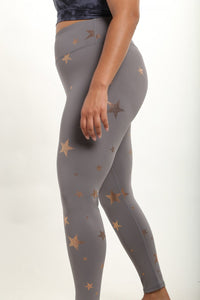 Black Starlight High Waisted Leggings by Fitkitty Culture, women's athletic leggings with a sleek, high-rise fit for yoga and workout wear.
